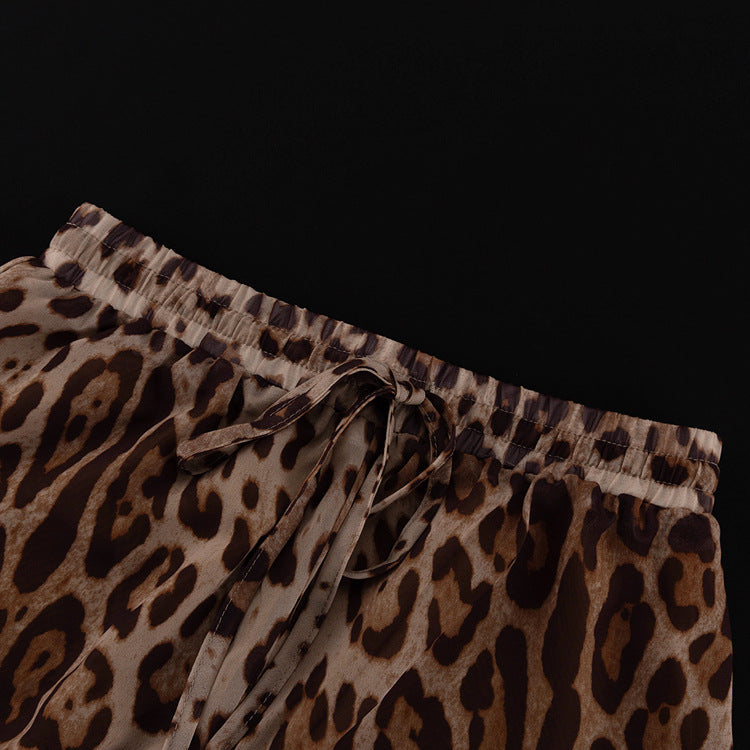 Valverie™ | Leopar Desenli Şifon Takım