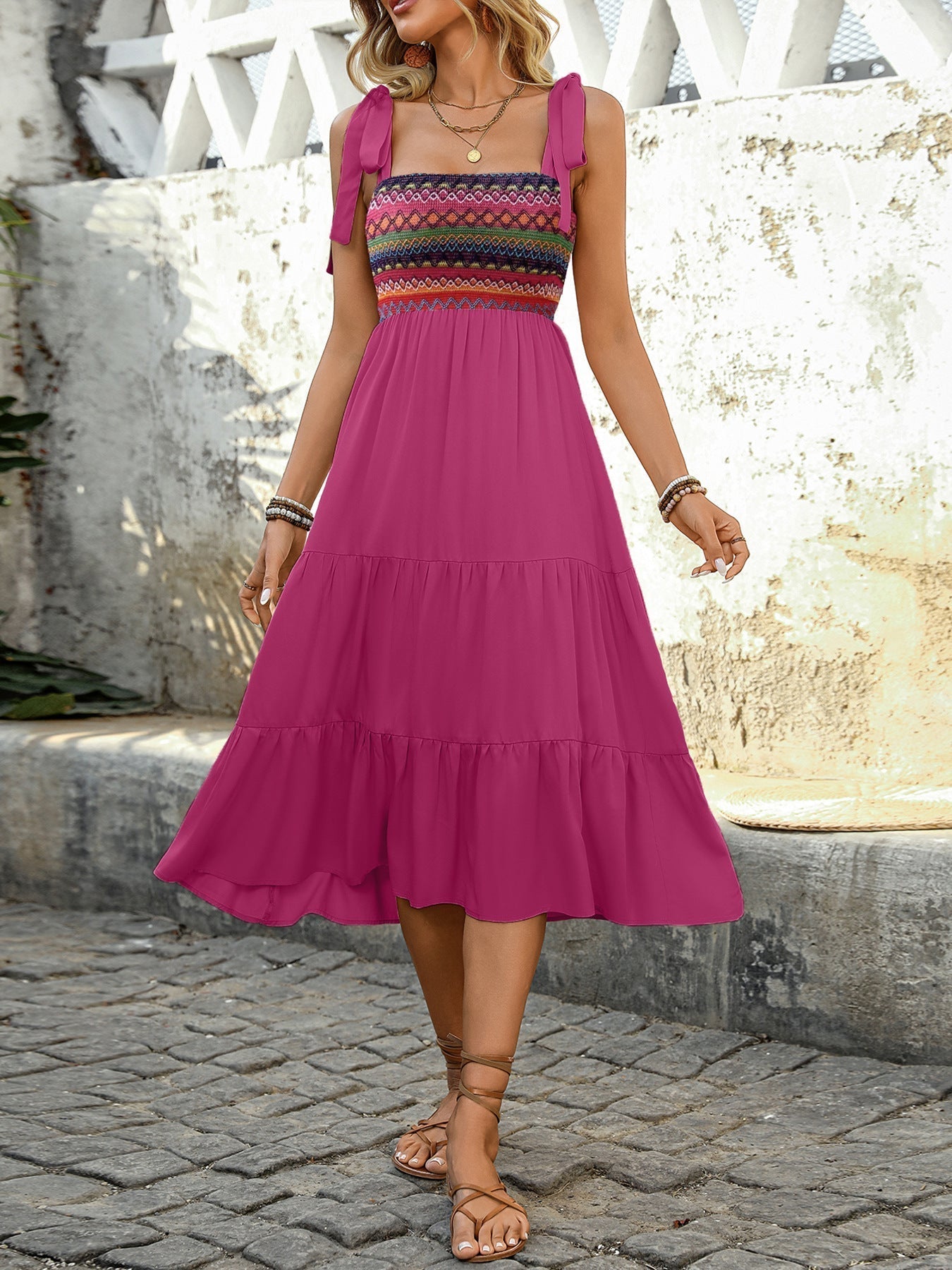 Valverie™ | Solea Etnik Midi Elbise