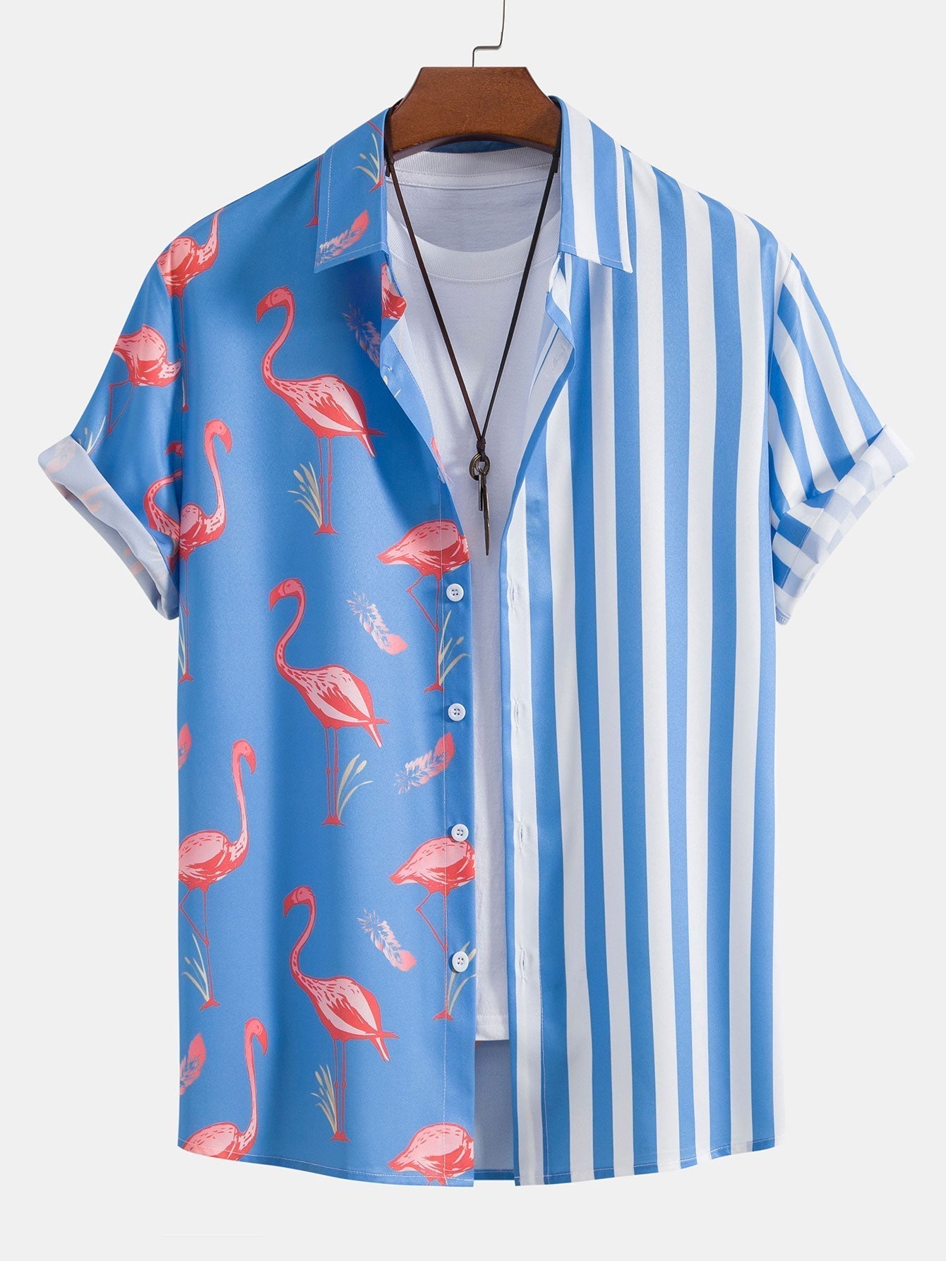 Valverie ™ | Flamingo Çizgili Panel Gömlek