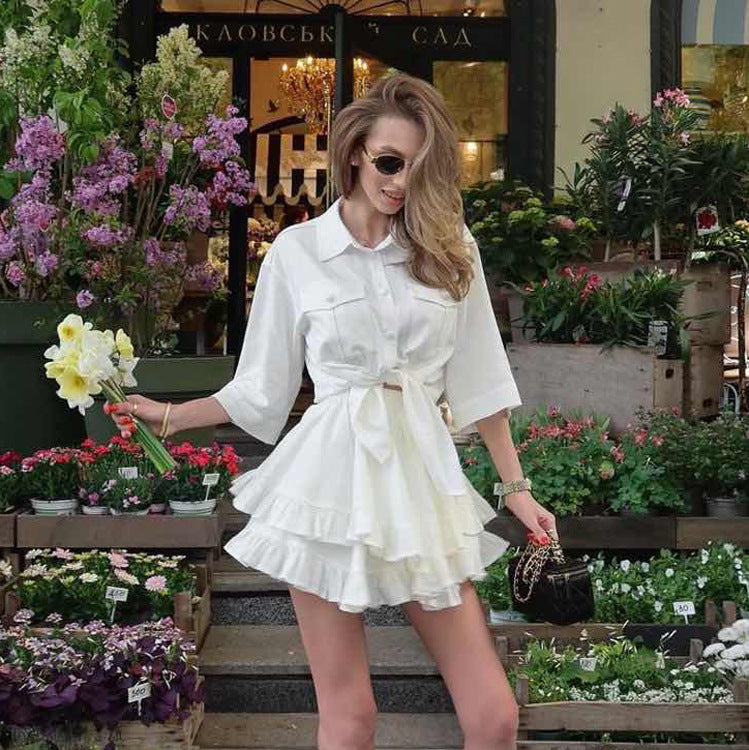 Valverie™ | Bella Fırfırlı Gömlek Elbise Takımı