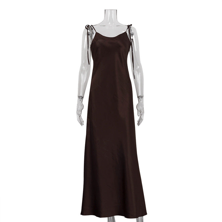 Valverie™ | Giselle Saten Askılı Maxi Elbise
