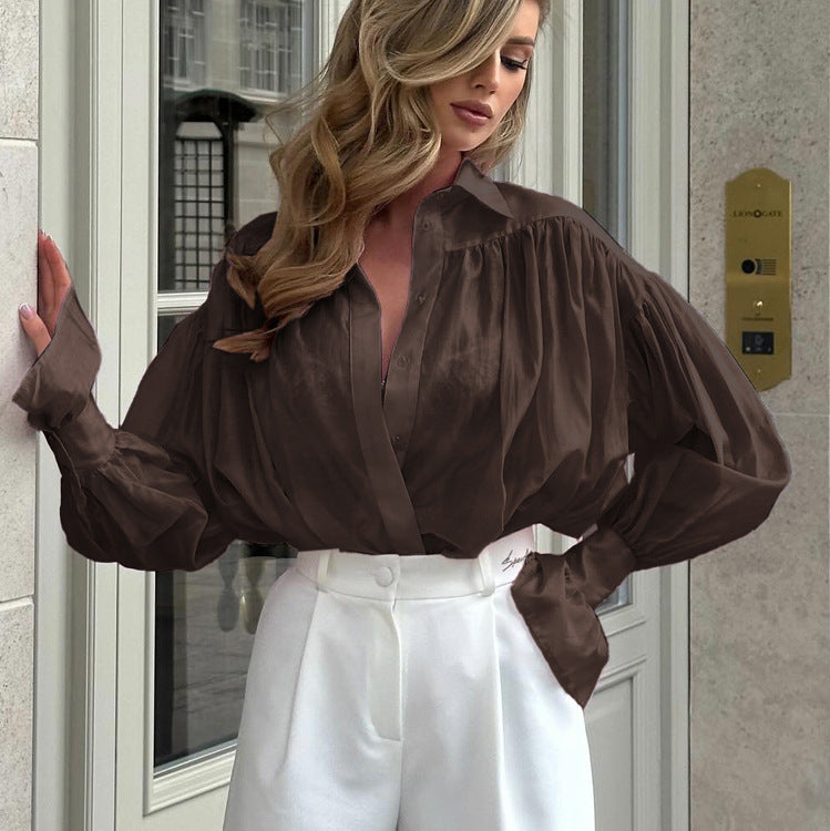 Valverie™ | Vanessa Balon Kollu Transparan Gömlek