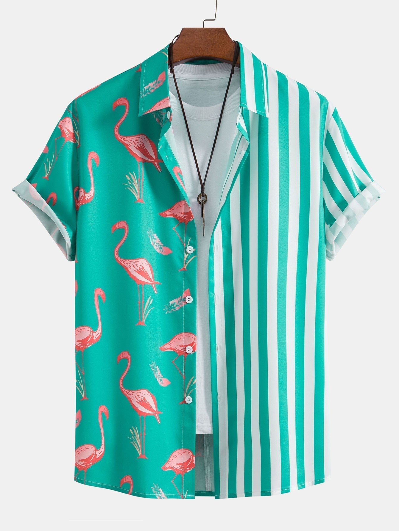 Valverie ™ | Flamingo Çizgili Panel Gömlek