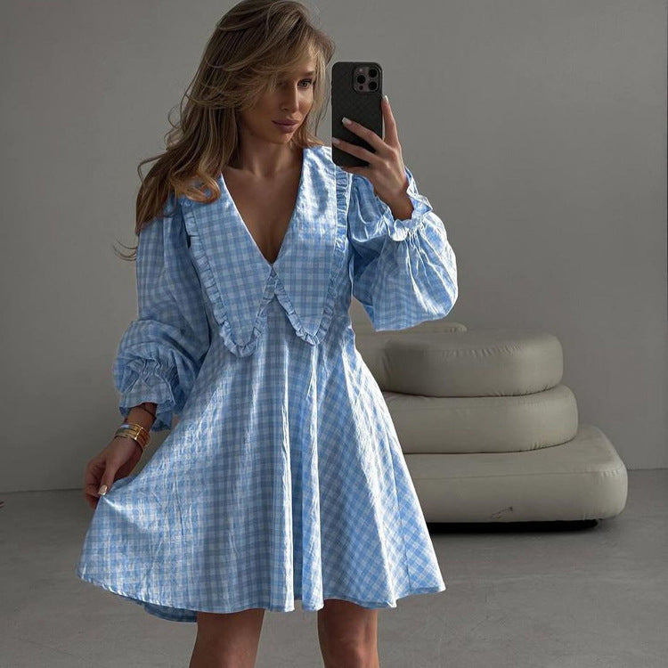 Valverie™ | Colette Kareli Fırfır Elbise