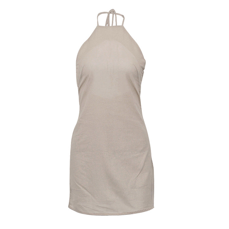 Valverie™ | Elara Keten Halter Mini Elbise