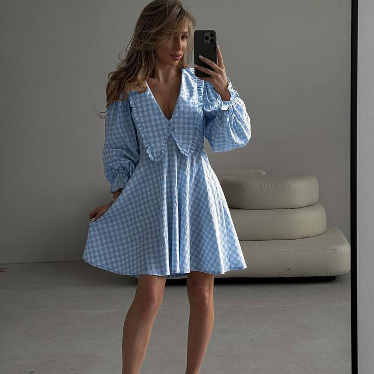 Valverie™ | Colette Kareli Fırfır Elbise