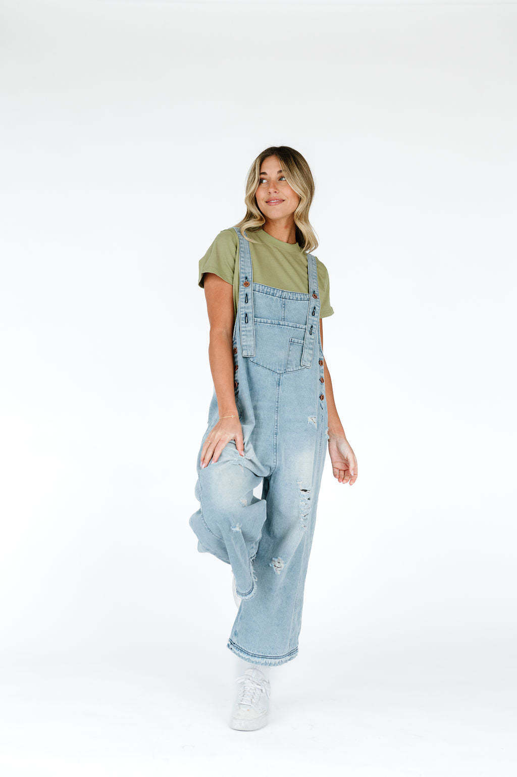 Valverie™ | Vintage Yırtık Detaylı Salopet Tulum