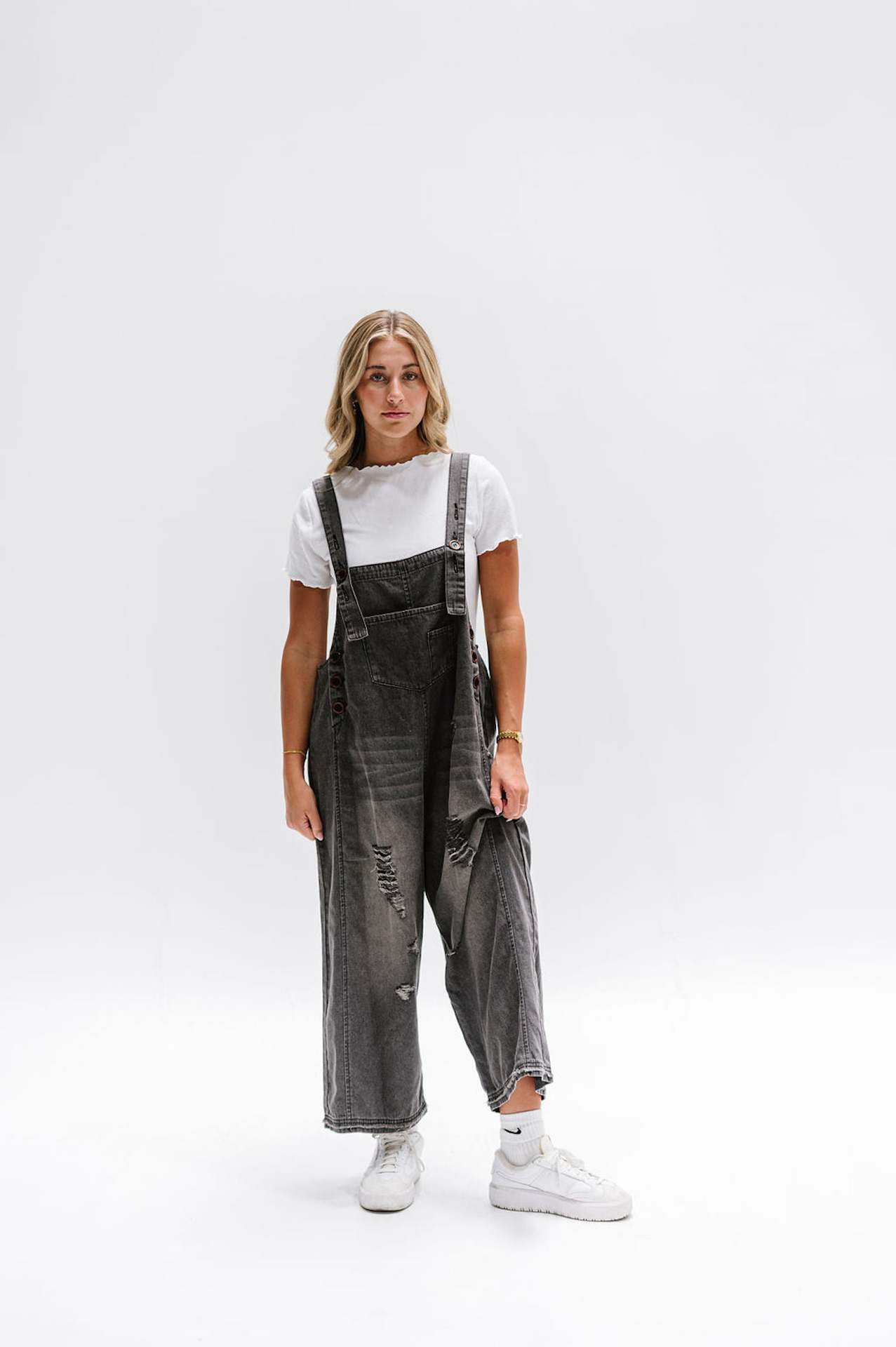 Valverie™ | Vintage Yırtık Detaylı Salopet Tulum