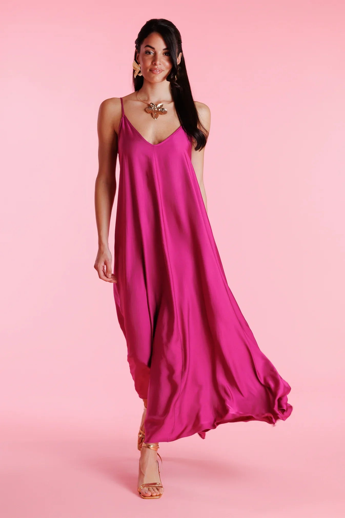 Valverie™ | Vivienne Rahat Kesim Askılı Maxi Elbise