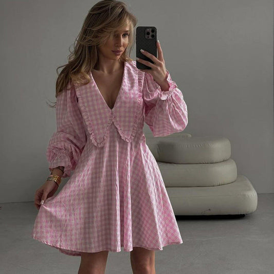 Valverie™ | Colette Kareli Fırfır Elbise