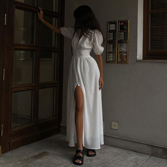Valverie™ | Vivianne Düğmeli Yırtmaçlı Maxi Elbise