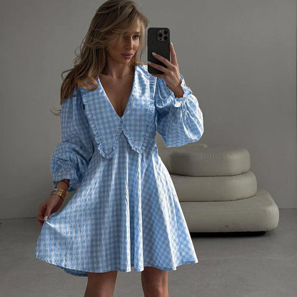 Valverie™ | Colette Kareli Fırfır Elbise
