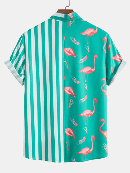 Valverie ™ | Flamingo Çizgili Panel Gömlek