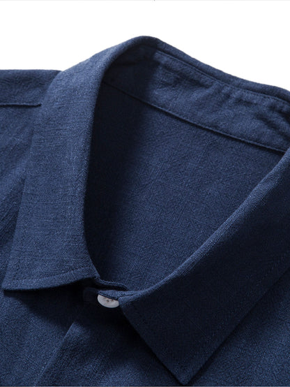 Valverie ™ | Keten Rayon Karışımı Düğmeli Gömlek ve Düz Paça Keten Pantolon