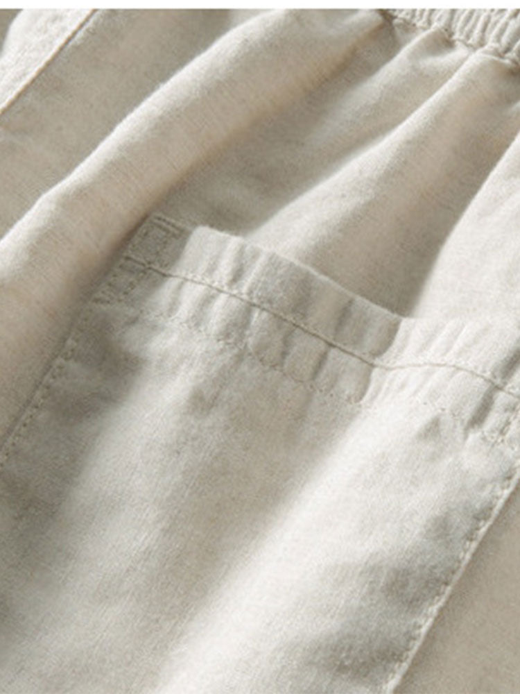Valverie ™ | Keten Rayon Karışımı Düğmeli Gömlek ve Düz Paça Keten Pantolon