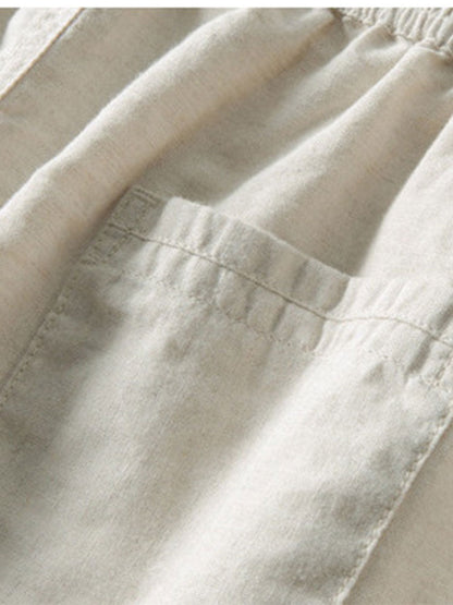 Valverie ™ | Keten Rayon Karışımı Düğmeli Gömlek ve Düz Paça Keten Pantolon