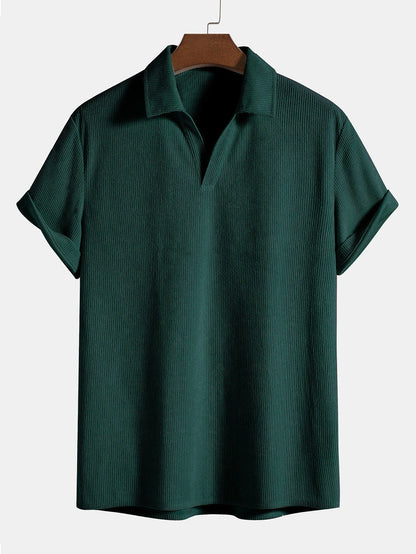 Valverie ™ | Kısa Kollu Kadife Polo Gömlek ve Kadife Şort