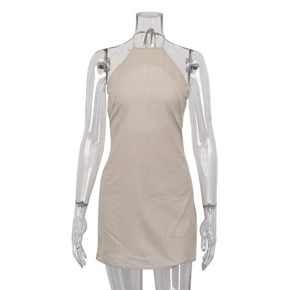 Valverie™ | Elara Keten Halter Mini Elbise